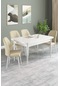 Vena Beyaz Desen 70x110 Sabit Mutfak Masası 4 Adet Sandalye Krem