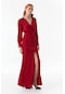 Fullamoda Kruvaze Yaka Yırtmaçlı Elbise- Kırmızı 24YGB5949205193-Kırmızı