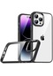 Noktaks - iPhone Uyumlu 14 Pro - Kılıf Arkası Şeffaf Kamera Çevresi Parlak Zıt Renkli Flora Kapak - Siyah