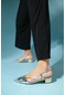 Steve Gümüş-altın Metalik Kadın Kısa Topuklu Sandalet