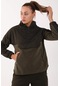 Maraton Sportswear Comfort Kadın Dik Yaka Uzun Kol Outdoor Haki Sweatshirt 21433-haki
