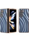 Samsung Galaxy Uyumlu Z Fold5 5g İçin Pu Deri Kaplamalı Pc Nano Elektrokaplama Telefon Kılıfı, - Mavi Mavi
