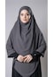 Antrasit Pratik Hazır Geçmeli Tesettür Eşarp Medine İpeği Bağcıklı Çift Katlı Sufle Hijab 2302 25