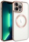 iPhone Uyumlu 13 Pro Max Kılıf Magsafe Wireless Şarj Özellikli Lopard Setro Silikon - Rose Gold