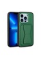 Kilifone - İphone Uyumlu İphone 12 Pro Max - Kılıf Kart Bölmeli El Tutacaklı Stand Olan Pu Deri Memo Kapak - Koyu Yeşil