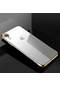 Noktaks - iPhone Uyumlu Xr 6.1 - Kılıf Dört Köşesi Renkli Arkası Şefaf Lazer Silikon Kapak - Gold