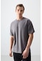 Tommy Life Koyu Gri Pamuklu Kalın Yumuşak Dokulu Oversize Fit Baskılı Erkek T-shirt - 88373 Koyu Gri