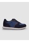 %100 Hakiki Deri Lacivert Süet Bağcıklı Erkek Sneaker-lacivert Lacivert