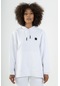 Maraton Sportswear Comfort Kadın Kapşonlu Uzun Kol Basic Beyaz Sweatshirt 21915-beyaz Beyaz