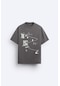 The Champ Clothing Art Work Baskılı Oversize Füme Erkek T-shirt Füme