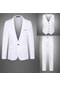 Mengtuo Erkek Rahat 3 Parçalı Takım Elbise - Beyaz