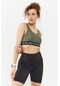 Tommy Life Çağla Yazı Şeritli Standart Kalıp U Yaka Kadın Spor Büstiyer - 97113 Çağla