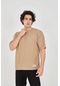 Unisex Jakar Kumaş Rahat Kol T-shirt - Kahverengi Kahverengi