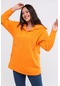 Kadın Büyük Beden Kanguru Cepli Basic Turuncu Sweatshirt Turuncu