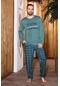 Erkek Penye Pamuk Regular Kalıp Sıfır Yaka Pijama Takımı A803123 - Mint Yeşili