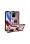 Noktaks - Xiaomi Uyumlu Xiaomi Poco F3 - Kılıf Yüzüklü Çift Katman Zırh Tank Vega Kapak - Rose Gold