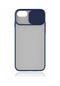 Noktaks - iPhone Uyumlu 8 Plus - Kılıf Slayt Sürgülü Arkası Buzlu Lensi Kapak - Lacivert