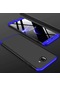 Noktaks - Samsung Galaxy Uyumlu J4 Plus - Kılıf 3 Parçalı Parmak İzi Yapmayan Sert Ays Kapak - Siyah-mavi