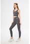Lesa Wear Yüksek Bel Likralı Toparlayıcı Tayt Crop Takım Antrasit