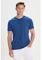 AC&Co / Altınyıldız Classics Erkek Laci Slim Fit Dar Kesim Bisiklet Yaka Pamuklu Tişört Lacivert