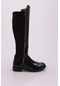 Dgn 504 Kadın Arkası Stretch Yanı Fermuarlı Knee High Flats Çizme 504-1557-R1645