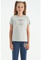 Tommy Life Gri Melanj O Yaka Baskı Detaylı Rahat Kalıp Kız Çocuk T-shirt - 75129 Gri Melanj