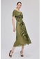 Join Us Kadın Kayık Yaka Sırt Dekolteli Maxi Elbise 0015 Yeşil