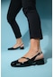 Arıs Siyah Rugan Kadın Topuklu Sandalet