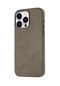 Tecno - İphone Uyumlu İphone 15 Pro Max - Kılıf Koruyucu Sert Pu Mikro Fiber Mimoza Kapak - Kahverengi