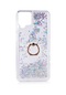 Noktaks - Samsung Galaxy Uyumlu Galaxy A22 4g - Kılıf Yüzüklü Simli Sıvılı Milce Kapak - Gümüş