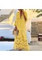 Mengtuo İlkbahar ve Yaz Dantel Püskül Ekleme Elbise Sarı