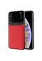 Noktaks - iPhone Uyumlu Xs 5.8 - Kılıf Deri Görünümlü Parlak Mika Tasarımlı Emiks Kapak - Kırmızı