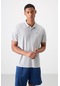 Tommy Life Gri Logo Baskılı Standart Kalıp Polo Yaka Aktif Spor Erkek T-shirt - 88252 Gri