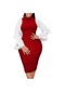İkkb Yeni Yüksek Bel Uzun Kollu Elbise Kırmızı