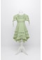 Fırfır Detaylı Kemerli Milano Kız Çocuk Elbise - Yeşil