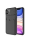 Ekılıf - İphone Uyumlu 11 Pro Max Uyumlu - Kılıf Slayt Sürgülü Kart Bölmeli Kartix Kapak - Siyah