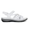 Mammamia D24ys-1005 Kadın Hakiki Deri Düz Sandalet Beyaz-beyaz