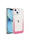 Noktaks - iPhone Uyumlu 14 Plus - Kılıf Simli Ve Renk Geçiş Tasarımlı Lens Korumalı Park Kapak - Beyaz-pembe