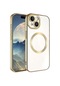 Noktaks - iPhone Uyumlu 15 - Kılıf Kablosuz Şarj Destekli Setro Silikon Kapak - Gold