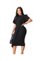 Ikkb Kadın Yazlık Yeni Düz Renkli Yüksek Bel Mizaç Elbise Siyah
