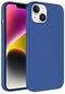 iPhone Uyumlu 14 Kılıf Magsafe Wireless Şarj Özellikli Pastel Renk Silikon Lopard Plas Kapak - Mavi