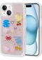 Ekılıf - İphone 15 Plus Uyumlu Kılıf Kabartma Figürlü Parlak Minimini Silikon Kapak - Pembe