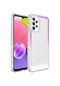 Kilifone - Samsung Uyumlu Galaxy A23 - Kılıf Simli Ve Renk Geçiş Tasarımlı Lens Korumalı Park Kapak - Mor-beyaz