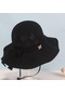 Ikkb Kadın Moda Büyük Saçak Plaj Güneş Şapkası Açık Güneş Şapkası Siyah