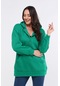 Kadın Büyük Beden Kanguru Cepli Basic Yeşil Sweatshirt Yeşil