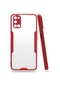 Mutcase - Oppo Uyumlu A52 - Kılıf Kenarı Renkli Arkası Şeffaf Parfe Kapak - Kırmızı