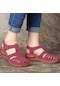 Kırmızı Kadın Sandalet Yaz Vintage Kama Sandalet Rahat Kesme Boşluk Kadın Ayakkabı Kadın Bayanlar Platformu Retro Sandalias Artı Boyutu