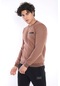 Erkek Spor Sütlü Kahve Kışlık Sweatshirt Takım, 3 İplik (İçi Şard