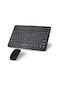 General Mobile E-tab 20 10.1" Uyumlu Kablosuz Bluetooth Şarj Edilebilir Yuvarlak Tuşlu Klavye Mouse Seti - Siyah