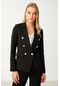 Ekol Düğmeli Siyah Kadın Blazer Ceket 24ekl05036